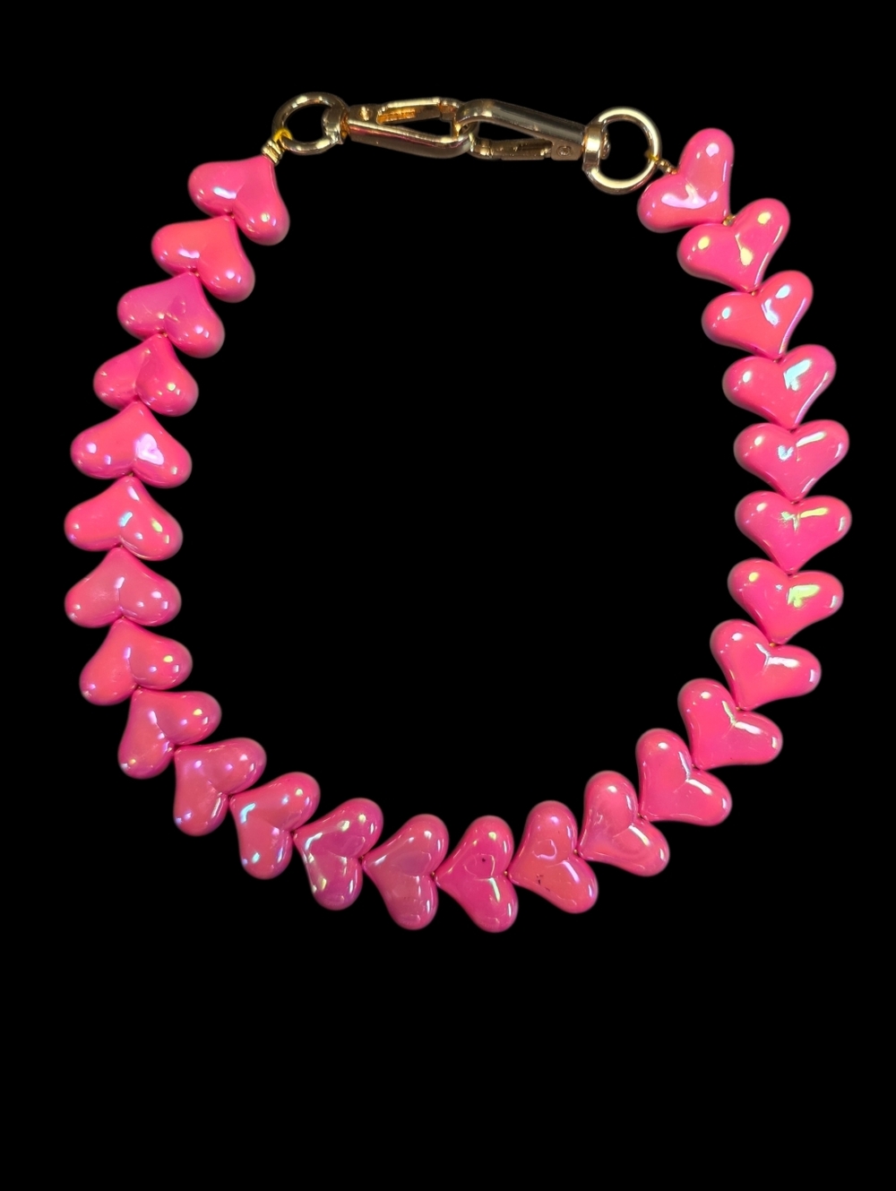 Pink Heart Bead Bag Chain